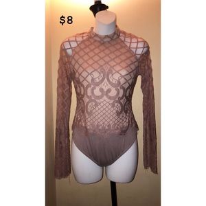 Nude lace body suit